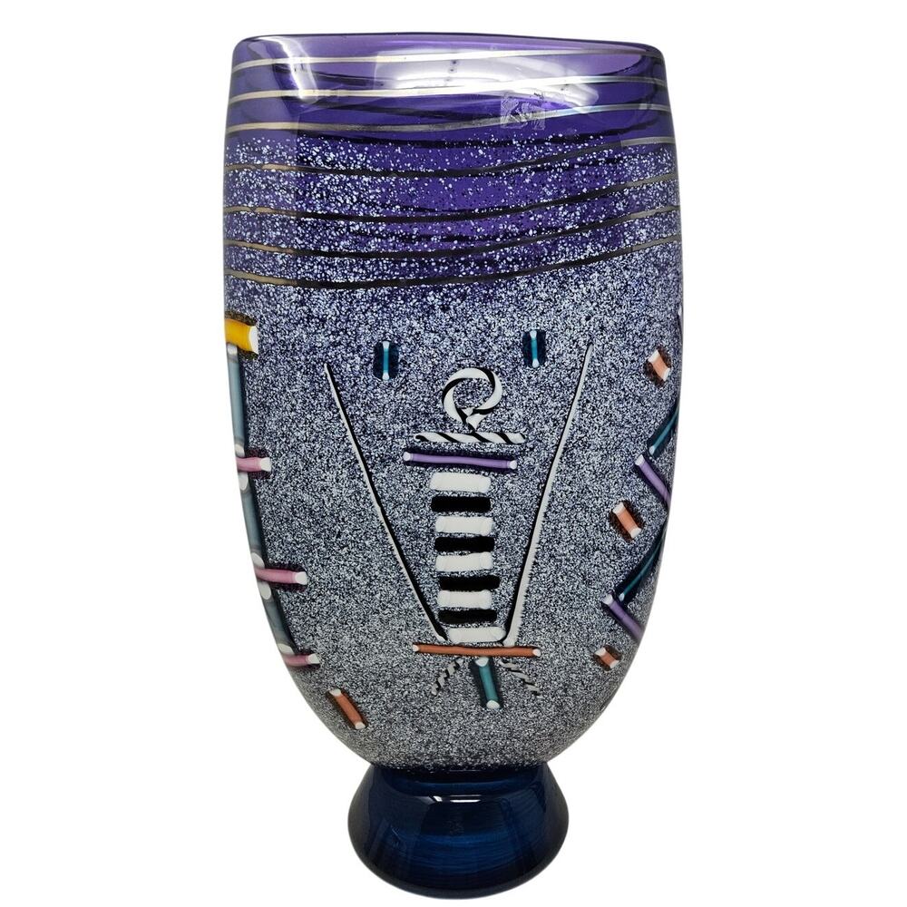Pizzichillo & Gordon Glass Studio Sculptural Vessel Vintage 90s Heavy Vase